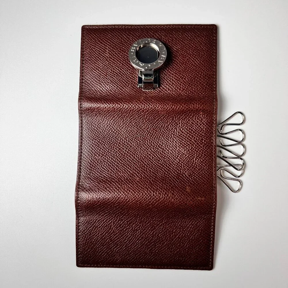BVLGARI‎ Brown Leather Wallet Keychain Made in Italy